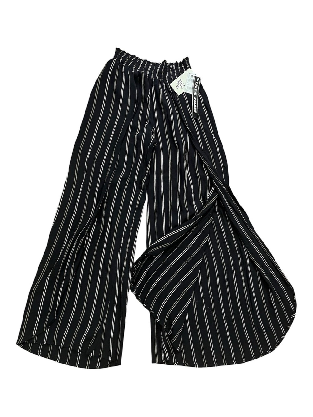 Billabong Black Wide-Leg Split Leg Pinstripe Pants size S